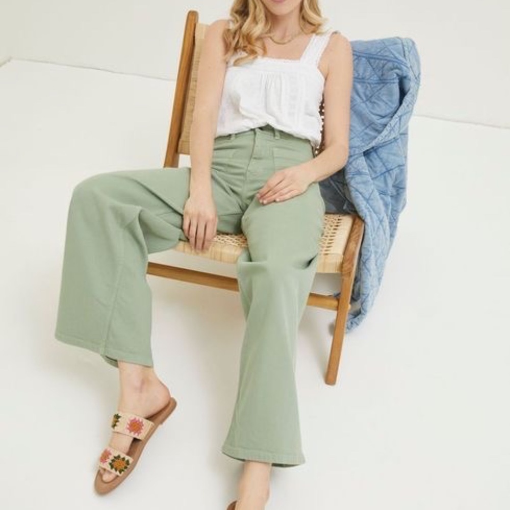 90s Pastel Green Denim Capris High Waisted Ankle Cropped Short